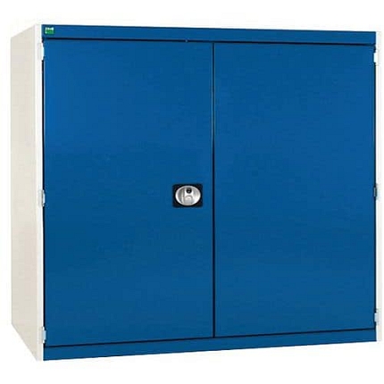 Dílenská skříň Bott Cubio 160, 120 x 130 x 65 cm, perfo dveře, šedá-modrá