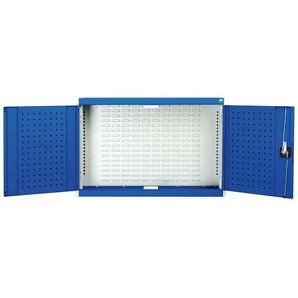Závěsná skříňka Bott Cubio, zadní panel typu louvre, 70 x 105 x 32,5 cm, šedá-modrá