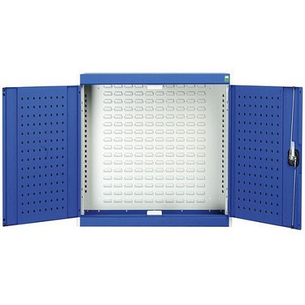 Závěsná skříňka Bott Cubio, zadní panel typu louvre, 100 x 105 x 32,5 cm , šedá-modrá