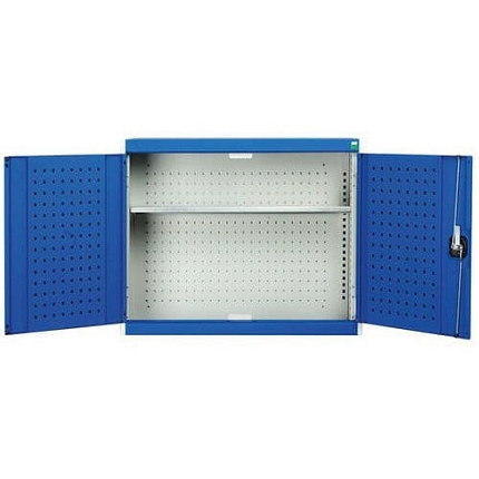 Závěsné skříňky Bott Cubio s perfopanely, 1 police, 70 x 65 x 32,5 cm, šedá-modrá