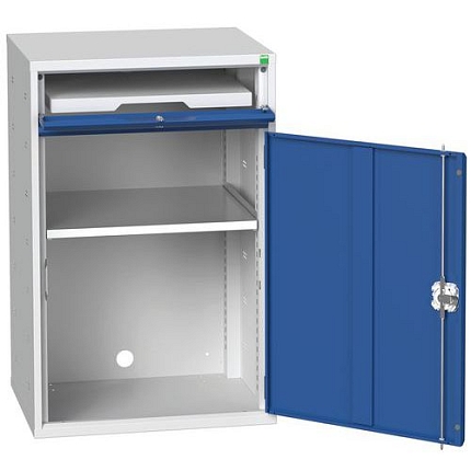 Nízká počítačová skříňka Bott, 100 x 65 x 55 cm, šedá-modrá
