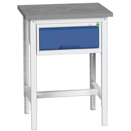 Dílenský stůl Bott Verso, 78-93 x 70 x 60 cm, 1 zásuvka, linoleum, šedá-modrá