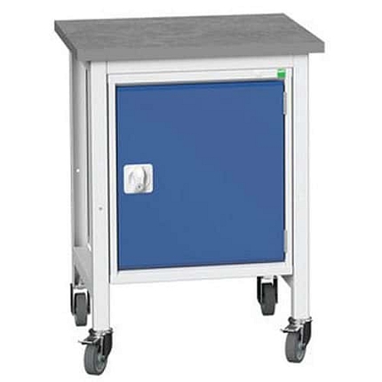 Mobilní dílenský stůl Bott Verso Storage, 93 x 70 x 60 cm, 1 skříňka, linoleum, šedá-modrá