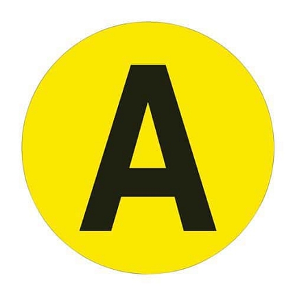 Kulatá samolepicí značka na zem, písmeno A