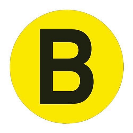 Kulatá samolepicí značka na zem, písmeno B