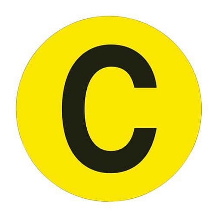 Kulatá samolepicí značka na zem, písmeno C