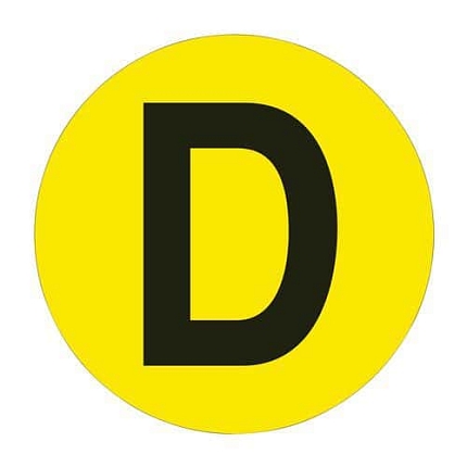 Kulatá samolepicí značka na zem, písmeno D