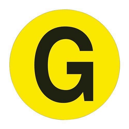 Kulatá samolepicí značka na zem, písmeno G