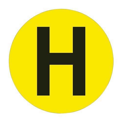 Kulatá samolepicí značka na zem, písmeno H