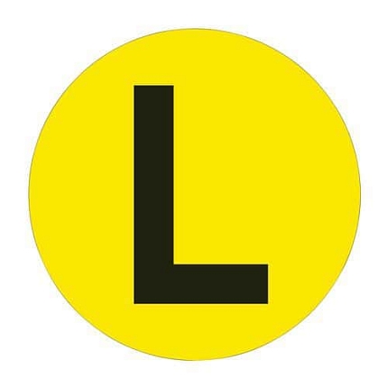Kulatá samolepicí značka na zem, písmeno L