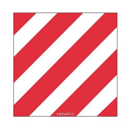 Červenobílý šrafovaný znak – Novap
