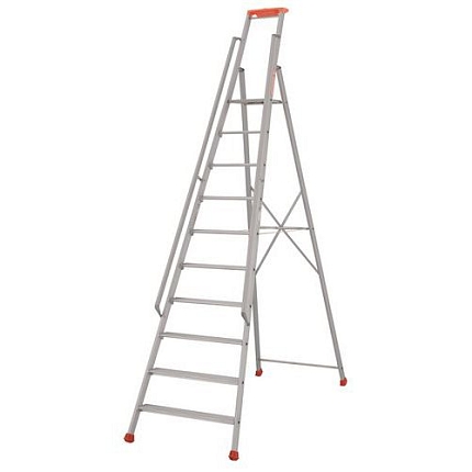 Hliníkový žebřík Pro 300 Tubesca-Comabi, s madly, 10 stupňů