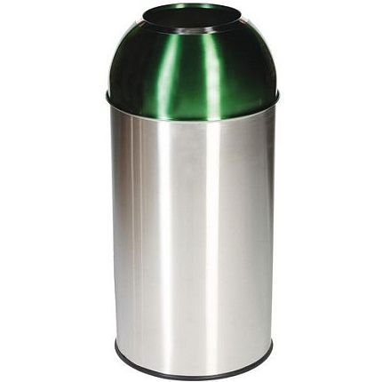 Kovový odpadkový koš Manutan Expert Dome na tříděný odpad, objem 40 l, zelená