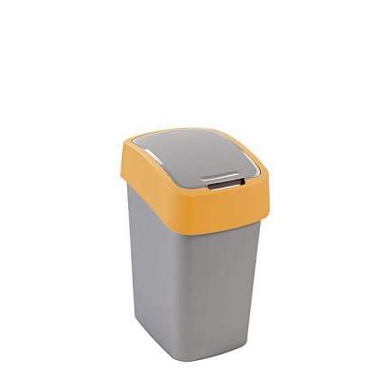 Plastový odpadkový koš Pacific, objem 25 l, šedý/žlutý