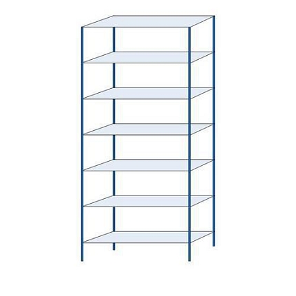 Kovový regál Herkules, základní, 300 x 130 x 40 cm, 770 kg, 7 polic, modrý