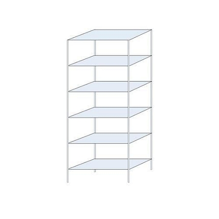 Kovový regál Ogmios, základní, 250 x 100 x 50 cm, 1 700 kg, 6 polic, 250 kg/police, pozink