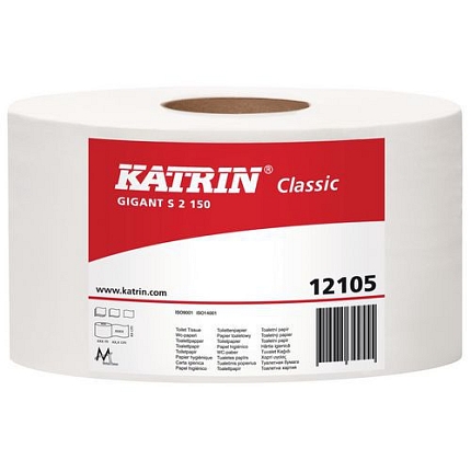 Toaletní papír Katrin Classics Gigant S2 2vrstvý, 18 cm, 1 040 útržků, 75% bílá, 12 rolí
