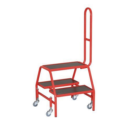 Pojízdné ocelové schůdky s plošinou, 2 x 2 stupně, 4 kola