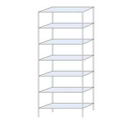 Kovový regál Perun, základní, 300 x 120 x 40 cm, 1 435 kg, 7 polic, pozink