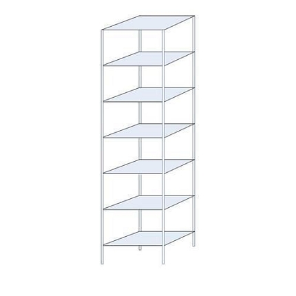 Kovový regál Taranis, základní, 300 x 75 x 50 cm, 1 950 kg, 7 polic, stříbrný