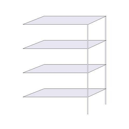 Drátěný regál Hefaistos, přístavbový, 180 x 121,3 x 46 cm, 200 kg, 4 police, stříbrný