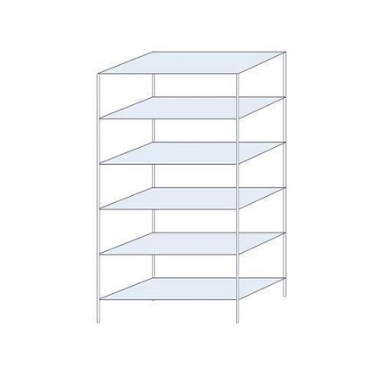 Kovový regál Ogmios, základní, 250 x 130 x 60 cm, 1 700 kg, 6 polic, 250 kg/police, pozink