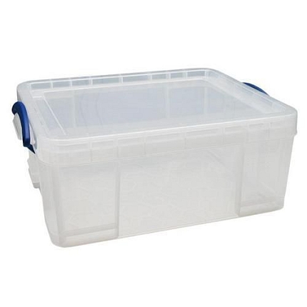 Plastový úložný box s víkem na klip, průhledný, 18 l