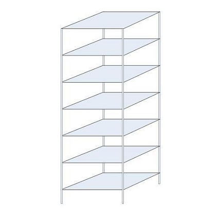 Kovový regál Ogmios, základní, 300 x 100 x 80 cm, 2 300 kg, 7 polic, 250 kg/police, pozink