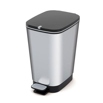 Plastový odpadkový koš Chic, objem 25 l, stříbrný