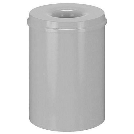 Kovový samozhášecí odpadkový koš Hole, objem 30 l, šedý