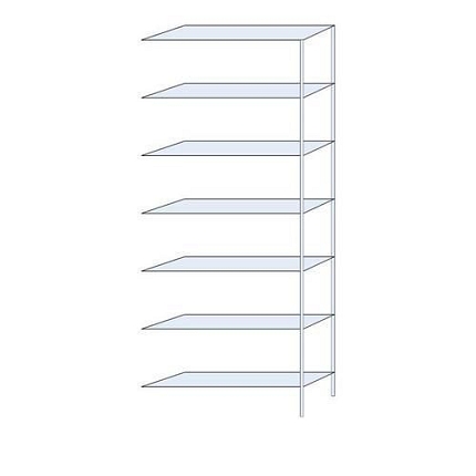 Kovový regál Perun, přístavbový, 300 x 120 x 32 cm, 1 435 kg, 7 polic, pozink
