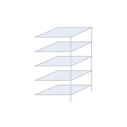 Kovový regál Ogmios, přístavbový, 200 x 100 x 80 cm, 1 300 kg, 5 polic, 250 kg/police, pozink