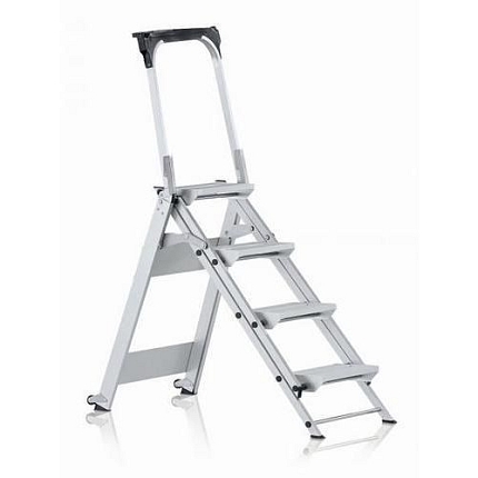 Pojízdné hliníkové schůdky Zarges s plošinou, 4 stupně