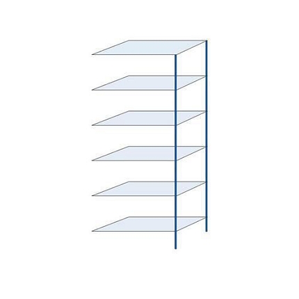 Kovový regál Herkules, přístavbový, 250 x 100 x 50 cm, 900 kg, 6 polic, modrý