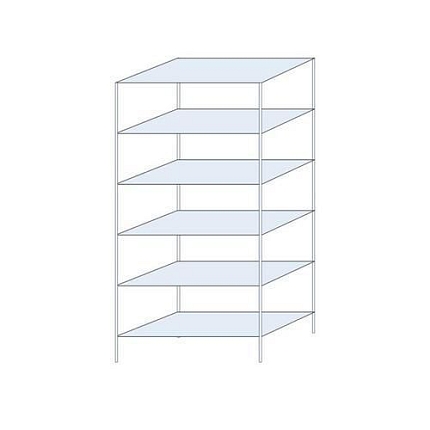 Kovový regál Perun, základní, 250 x 120 x 60 cm, 1 230 kg, 6 polic, pozink