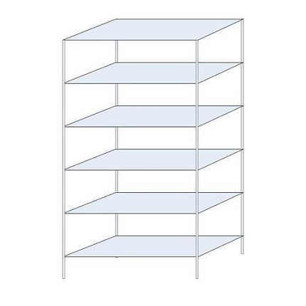 Kovový regál Tauret, základní 250 x 130 x 60 cm, 1 200 kg, 6 polic, pozink