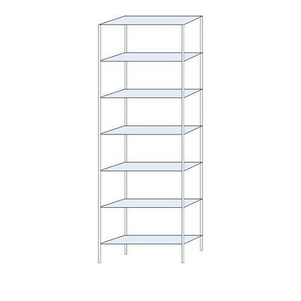 Kovový regál Ogmios, základní, 300 x 100 x 30 cm, 2 300 kg, 7 polic, 150 kg/police, pozink