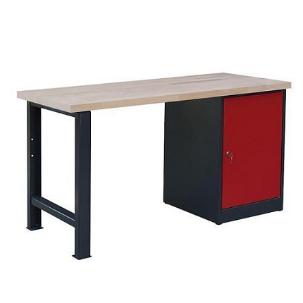 Dílenský stůl Weld se skříňkou 80 cm, 84 x 150 x 68,5 cm, antracit