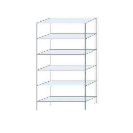 Kovový regál Ogmios, základní, 250 x 130 x 40 cm, 1 700 kg, 6 polic, 250 kg/police, pozink
