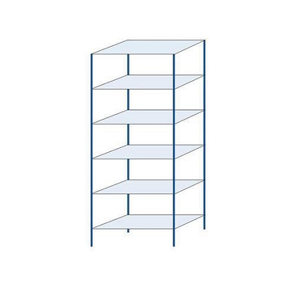 Kovový regál Herkules, základní, 250 x 100 x 50 cm, 900 kg, 6 polic, modrý