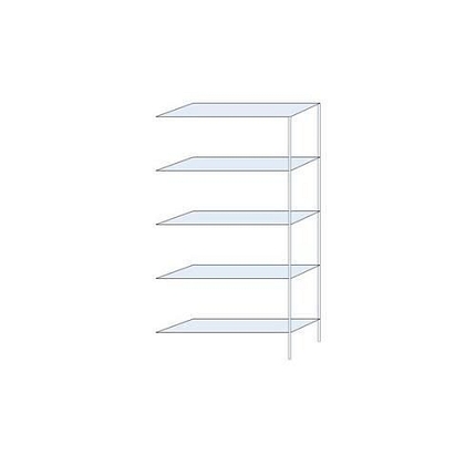 Kovový regál Ogmios, přístavbový, 200 x 100 x 30 cm, 1 300 kg, 5 polic, 150 kg/police, pozink