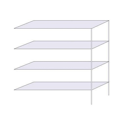 Drátěný regál Hefaistos, přístavbový, 160 x 152 x 46 cm, 200 kg, 4 police, stříbrný