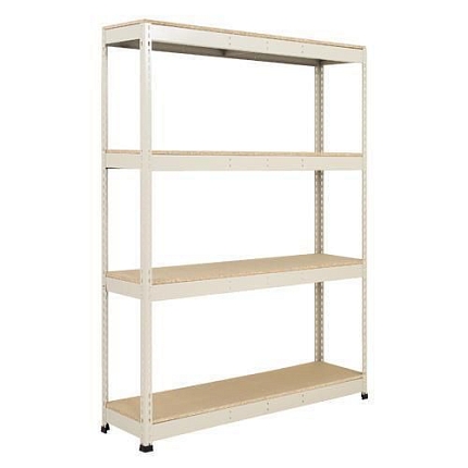 Kovový regál Rapid 1, 198 x 122 x 61 cm, 600 kg/police, 4 dřevotřískové police, pozink