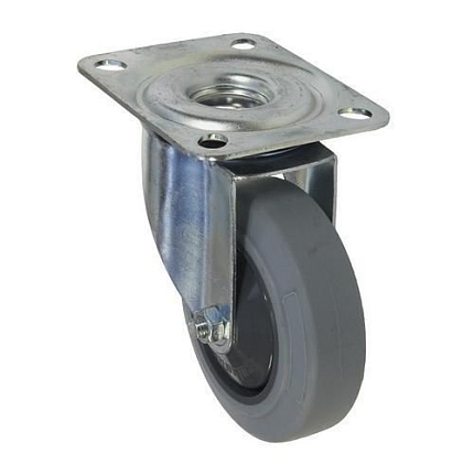 Gumové přístrojové kolo s přírubou, průměr 100 mm, otočné, valivé ložisko