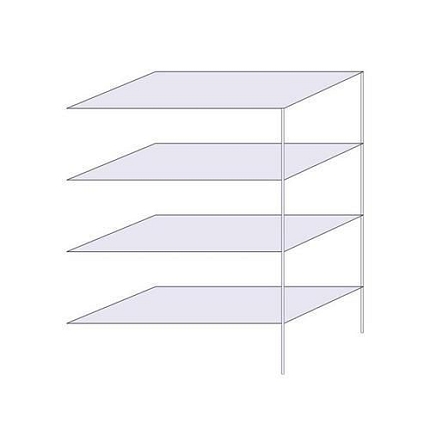 Drátěný regál Hefaistos, přístavbový, 160 x 121,3 x 61 cm, 200 kg, 4 police, stříbrný