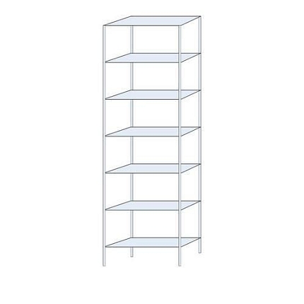 Kovový regál Perun, základní 300 x 90 x 32 cm, 1 950 kg, 7 polic, pozink