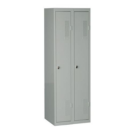 Montovaná šatní skříň DURO MONT, 2 oddíly, šedá/šedá, cylindrický zámek