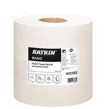 Papírové ručníky Katrin Basic M 1vrstvé, 300 m, šedé, 6 ks