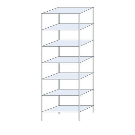 Kovový regál Ogmios, základní, 300 x 100 x 50 cm, 2 300 kg, 7 polic, 250 kg/police, pozink