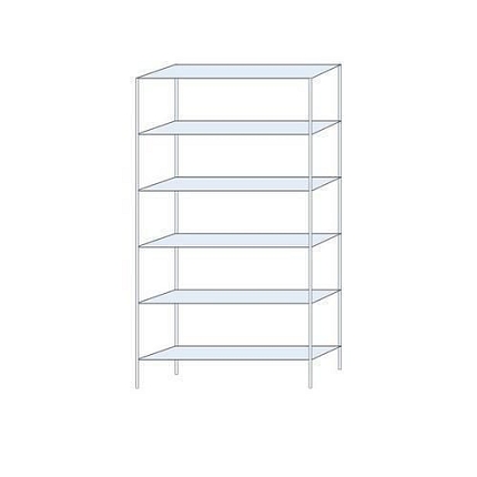 Kovový regál Ogmios, základní, 250 x 130 x 30 cm, 1 700 kg, 6 polic, 250 kg/police, pozink